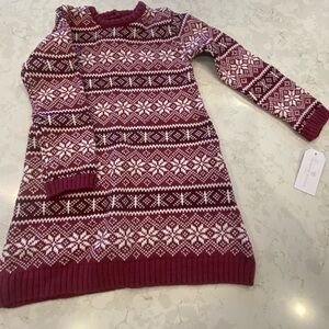 Adrienne Vittadini Maroon and White Knit Dress